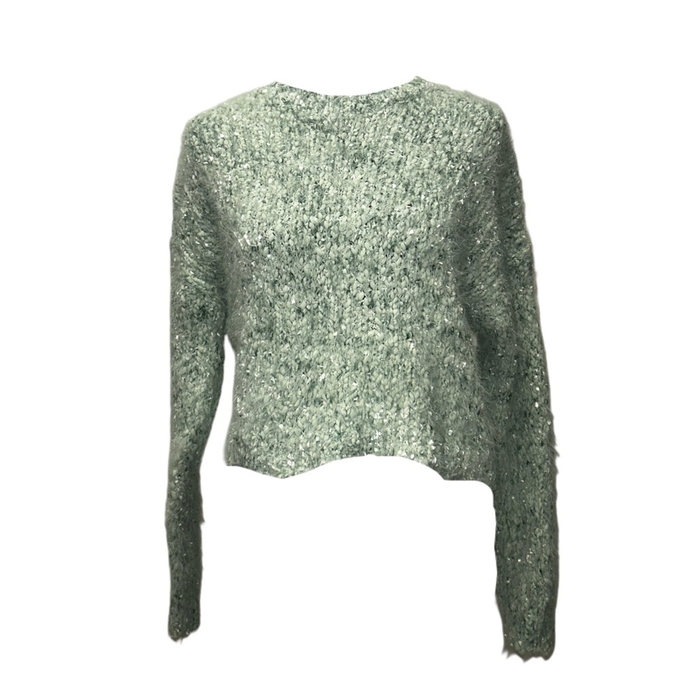 Safe green knit sweater #glitter #sequin really soft side M | francesca’s brand